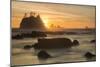 Rock Formations Silhouetted At Sunset On The Pacífic Coast Of Olympic National Park-Inaki Relanzon-Mounted Photographic Print