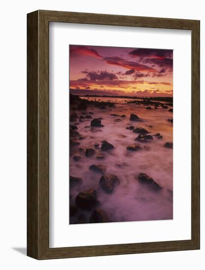 Rock Formations, storm surf near Pupukea Beach Park, North Shore, Oahu, Hawaii-Stuart Westmorland-Framed Photographic Print