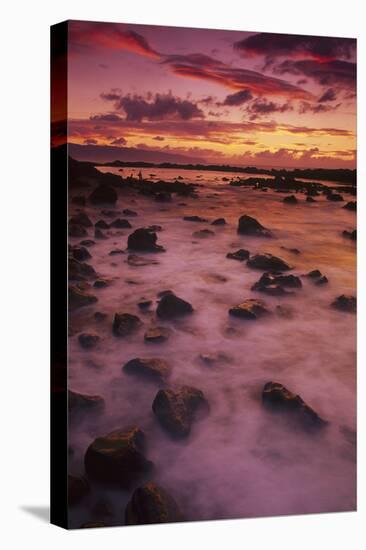 Rock Formations, storm surf near Pupukea Beach Park, North Shore, Oahu, Hawaii-Stuart Westmorland-Stretched Canvas