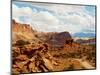 Rock Formations Under the Cloudy Sky, Capitol Reef National Park, Utah, USA-null-Mounted Photographic Print