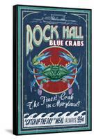 Rock Hall, Maryland - Blue Crabs-Lantern Press-Framed Stretched Canvas