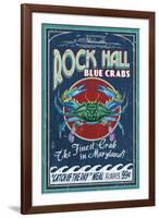 Rock Hall, Maryland - Blue Crabs-Lantern Press-Framed Art Print