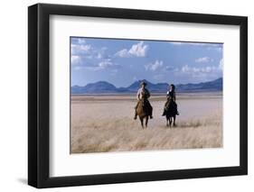 Rock Hudson and Elizabeth Taylor Ride Horses During the Filming of 'Giant', Marfa, Texas, 1956-Allan Grant-Framed Photographic Print