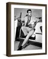 Rock Hudson in a Convertible, 1959-null-Framed Photo