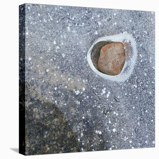 Rock in a Frozen River-Micha Pawlitzki-Stretched Canvas