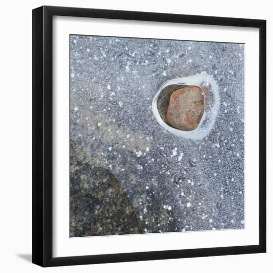 Rock in a Frozen River-Micha Pawlitzki-Framed Premium Photographic Print