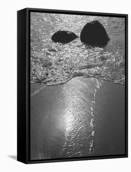 Rock in Sea Water View around Mumbai and Porbandar Area of Gujarat-null-Framed Stretched Canvas