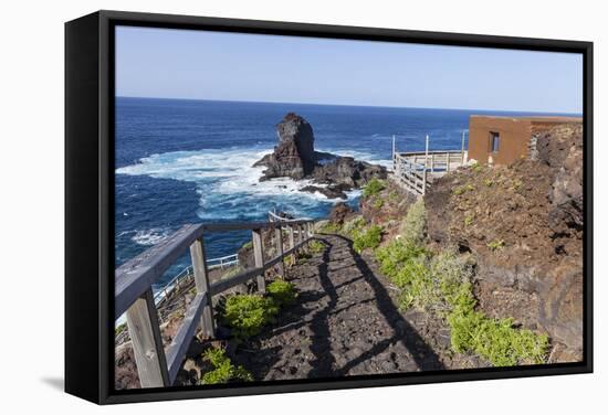 Rock in the Sea Near Santo Domingo, 'Roque De Santo Domingo', La Palma, Canary Islands, Spain-Gerhard Wild-Framed Stretched Canvas