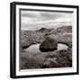 Rock in water at coast (black nad white)-Mika-Framed Photographic Print