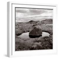 Rock in water at coast (black nad white)-Mika-Framed Photographic Print