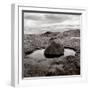 Rock in water at coast (black nad white)-Mika-Framed Photographic Print