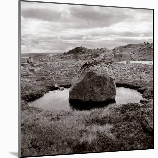 Rock in water at coast (black nad white)-Mika-Mounted Photographic Print