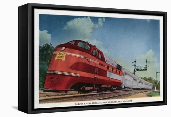 Rock Island Rocket - Streamlined Train-Lantern Press-Framed Stretched Canvas