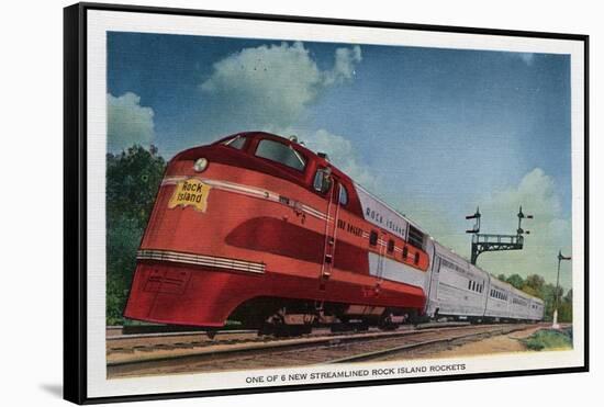 Rock Island Rocket - Streamlined Train-Lantern Press-Framed Stretched Canvas