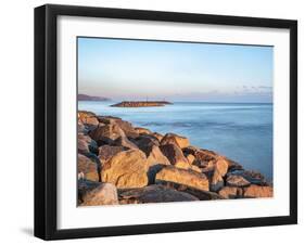 Rock island sea defences, Sidmouth Beach, Sidmouth, Devon, England, United Kingdom, Europe-Jean Brooks-Framed Photographic Print