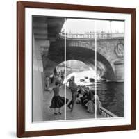 Rock 'N' Roll Dancers On Paris Quays, River Seine,-Paul Almasy-Framed Giclee Print