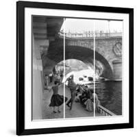 Rock 'N' Roll Dancers On Paris Quays, River Seine,-Paul Almasy-Framed Giclee Print
