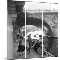 Rock 'N' Roll Dancers On Paris Quays, River Seine,-Paul Almasy-Mounted Giclee Print