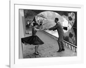 Rock 'n' Roll Dancers on Quays of Paris, River Seine, 1950s-Paul Almasy-Framed Giclee Print