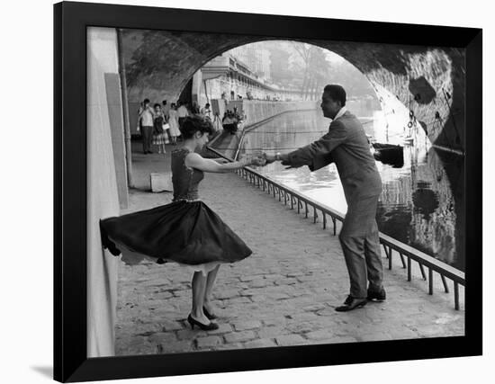 Rock 'n' Roll Dancers on Quays of Paris, River Seine, 1950s-Paul Almasy-Framed Giclee Print