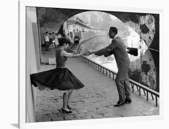 Rock 'n' Roll Dancers on Quays of Paris, River Seine, 1950s-Paul Almasy-Framed Giclee Print