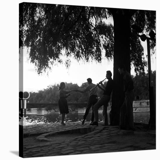 Rock 'n' Roll Dancers on the Square du Vert-Galant, Paris, 1960-Paul Almasy-Stretched Canvas