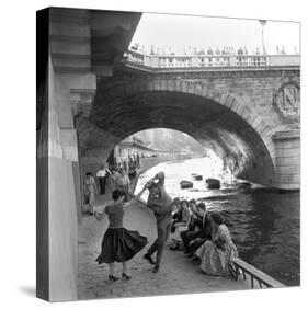 Rock 'n' Roll sur les Quais de Paris-Paul Almasy-Stretched Canvas