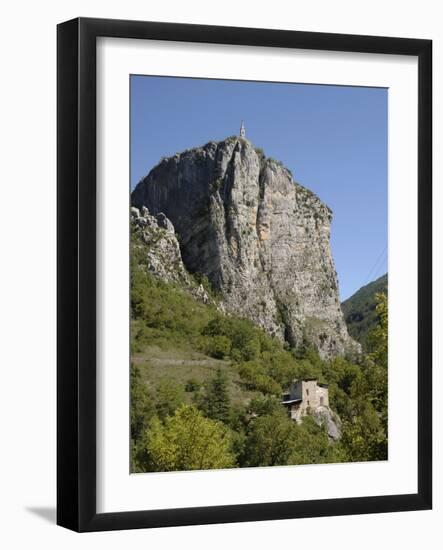 Rock of Castellane Towering Above a Small House-Chris Hellier-Framed Photographic Print