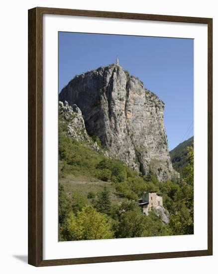 Rock of Castellane Towering Above a Small House-Chris Hellier-Framed Photographic Print