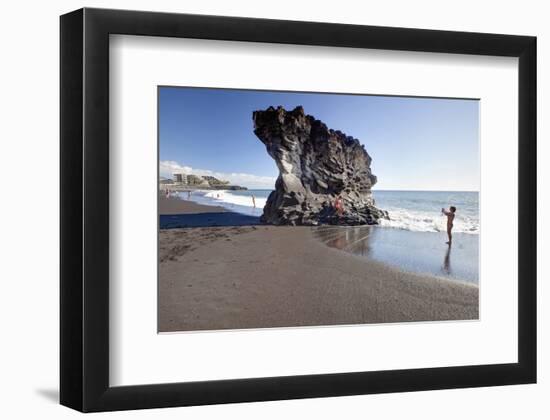 Rock on Puerto Naos Beach, Island of La Palma, Canary Islands, Spain-null-Framed Art Print