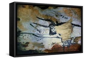 Rock Painting of a Bull with Long Horns, the Hall of Bulls, circa 17000 BC-null-Framed Stretched Canvas