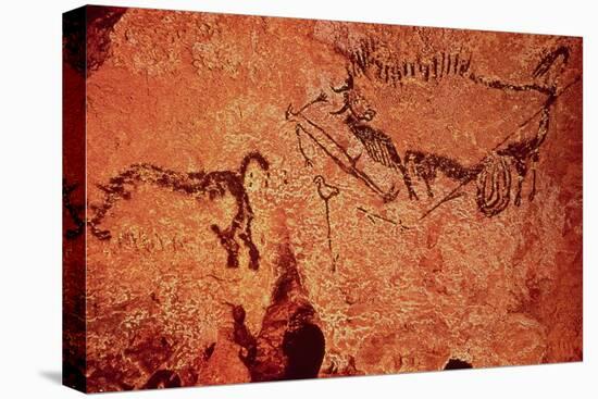 Rock Painting of a Hunting Scene, circa 17000 BC-null-Stretched Canvas