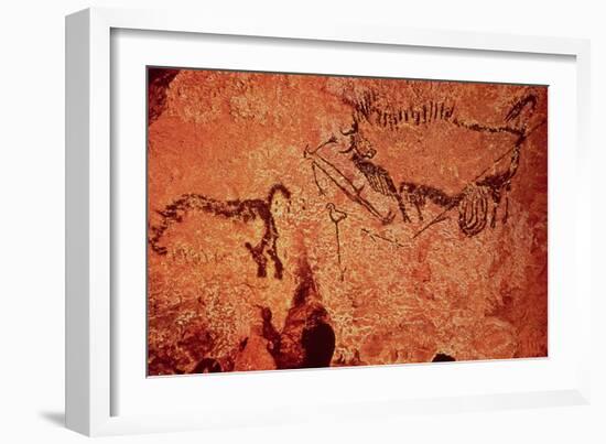 Rock Painting of a Hunting Scene, circa 17000 BC-null-Framed Giclee Print