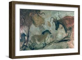 Rock Painting Showing a Horse and a Cow, circa 17000 BC-Prehistoric-Framed Giclee Print