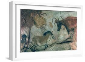 Rock Painting Showing a Horse and a Cow, circa 17000 BC-Prehistoric-Framed Giclee Print