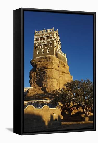 Rock Palace (Dar Al Hajar), Wadi Dhar, Yemen, Middle East-Bruno Morandi-Framed Stretched Canvas