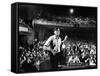 Rock Promoter Bill Graham Onstage with Audience Visible, at Fillmore East-John Olson-Framed Stretched Canvas