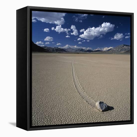 Rock Pushed by Wind in Desert-Micha Pawlitzki-Framed Stretched Canvas