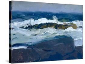 Rock Reef, Maine, 1913 (Oil on Wood)-George Wesley Bellows-Stretched Canvas