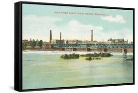 Rock River Dam, Rockford, Illinois-null-Framed Stretched Canvas