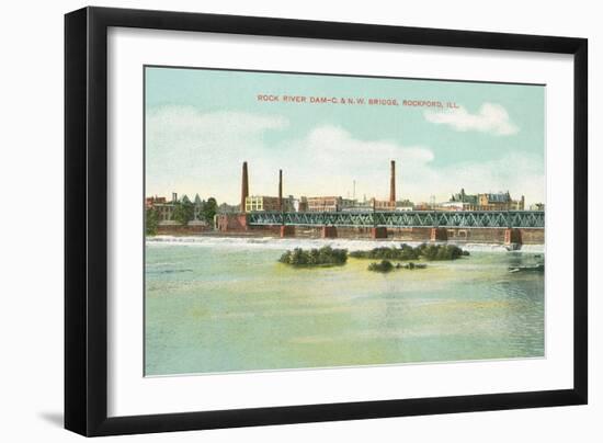 Rock River Dam, Rockford, Illinois-null-Framed Art Print