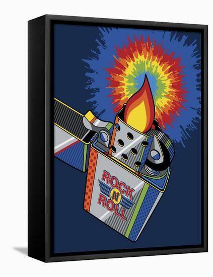 Rock & Roll Lighter Tie-dye Flame-Ron Magnes-Framed Stretched Canvas