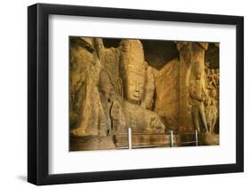 Rock Sculpture of Trimurthi Sadasiva in Elephanta Caves-Jon Hicks-Framed Photographic Print