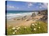 Rock Stacks, Beach and Rugged Coastline at Bedruthan Steps, North Cornwall, England-Neale Clark-Stretched Canvas