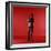 Rock Star Jim Morrison of the Doors Holding Microphone Alone as He Stands Against a Red Backdrop-Yale Joel-Framed Premium Photographic Print