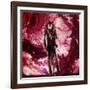 Rock Star Jim Morrison of the Doors Singing Alone on Stage in Front of a Psychedelic Backdrop-Yale Joel-Framed Premium Photographic Print