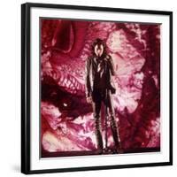 Rock Star Jim Morrison of the Doors Singing Alone on Stage in Front of a Psychedelic Backdrop-Yale Joel-Framed Premium Photographic Print