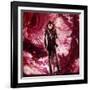 Rock Star Jim Morrison of the Doors Singing Alone on Stage in Front of a Psychedelic Backdrop-Yale Joel-Framed Premium Photographic Print