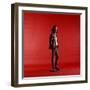 Rock Star Jim Morrison of the Doors Standing Alone Next to Microphone in Front of a Red Backdrop-Yale Joel-Framed Premium Photographic Print