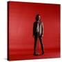 Rock Star Jim Morrison of the Doors Standing Behind Microphone Alone Against a Red Backdrop-Yale Joel-Stretched Canvas